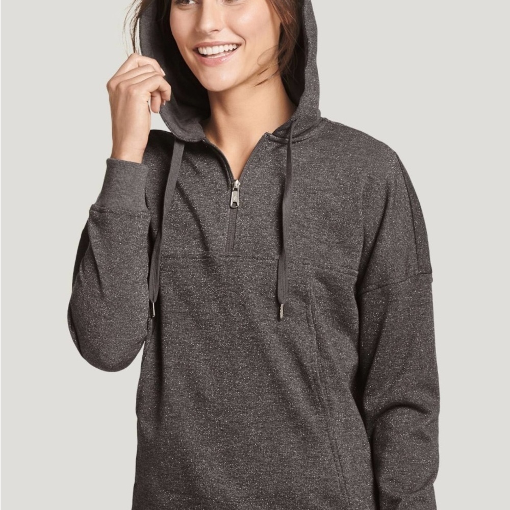 Jockey Purple Glitter Half Zip Relaxed Wrap Hoodie NWT